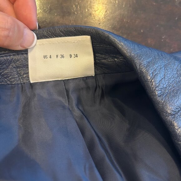 *NEW* Akris Punto Navy Leather Bomber Jacket US 4 - Picture 14 of 14
